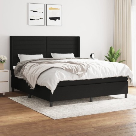 vidaXL Giroletto a Molle con Materasso Nero 180x200 cm in Tessuto