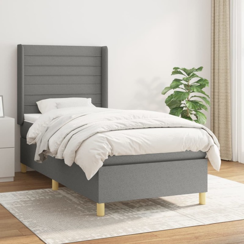 vidaXL Giroletto a Molle con Materasso Grigio Scuro 90x200 cm Tessuto