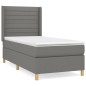 vidaXL Giroletto a Molle con Materasso Grigio Scuro 90x200 cm Tessuto