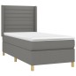 vidaXL Giroletto a Molle con Materasso Grigio Scuro 90x200 cm Tessuto