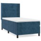 vidaXL Giroletto a Molle con Materasso Blu Scuro 100x200 cm in Velluto