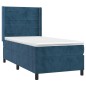 vidaXL Giroletto a Molle con Materasso Blu Scuro 100x200 cm in Velluto