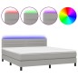 vidaXL Letto a Molle Materasso e LED Grigio Chiaro 180x200 cm Tessuto