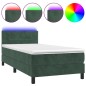 vidaXL Letto a Molle con Materasso e LED Verde Scuro 90x190 cm Velluto vidaXL Letto a Molle con Materasso e LED Verde Scuro 90x190 cm Velluto