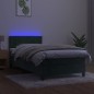 vidaXL Letto a Molle con Materasso e LED Verde Scuro 90x200cm Velluto vidaXL Letto a Molle con Materasso e LED Verde Scuro 90x200cm Velluto