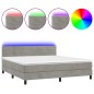 vidaXL Letto a Molle Materasso e LED Grigio Chiaro 180x200 cm Velluto vidaXL Letto a Molle Materasso e LED Grigio Chiaro 180x200 cm Velluto