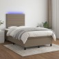 vidaXL Letto a Molle con Materasso e LED Tortora 120x200cm in Tessuto vidaXL Letto a Molle con Materasso e LED Tortora 120x200cm in Tessuto