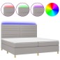 vidaXL Letto a Molle Materasso e LED Grigio Chiaro 200x200 cm Tessuto vidaXL Letto a Molle Materasso e LED Grigio Chiaro 200x200 cm Tessuto
