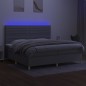 vidaXL Letto a Molle Materasso e LED Grigio Chiaro 200x200 cm Tessuto vidaXL Letto a Molle Materasso e LED Grigio Chiaro 200x200 cm Tessuto