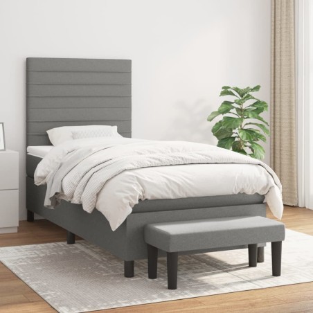 vidaXL Giroletto a Molle con Materasso Grigio Scuro 90x200 cm Tessuto