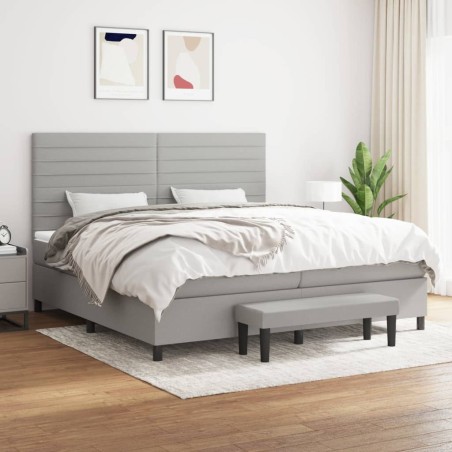 vidaXL Giroletto a Molle con Materasso Grigio Chiaro 200x200cm Tessuto