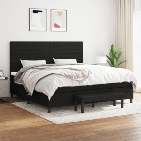 vidaXL Giroletto a Molle con Materasso Nero 200x200 cm in Tessuto