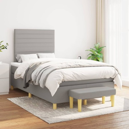 vidaXL Giroletto a Molle con Materasso Grigio Chiaro 120x200cm Tessuto