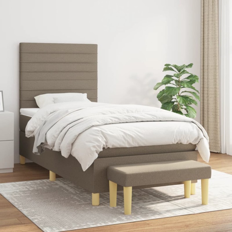 vidaXL Giroletto a Molle con Materasso Tortora 90x200 cm inTessuto