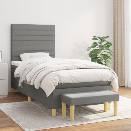 vidaXL Giroletto a Molle con Materasso Grigio Scuro 100x200 cm Tessuto