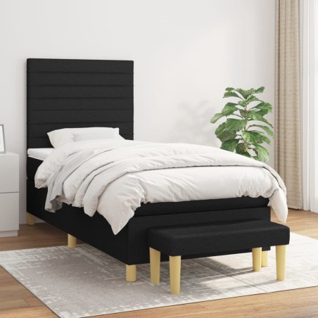 vidaXL Giroletto a Molle con Materasso Nero 90x190 cm in Tessuto