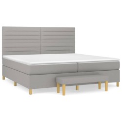 vidaXL Giroletto a Molle con Materasso Grigio Chiaro 200x200cm Tessuto