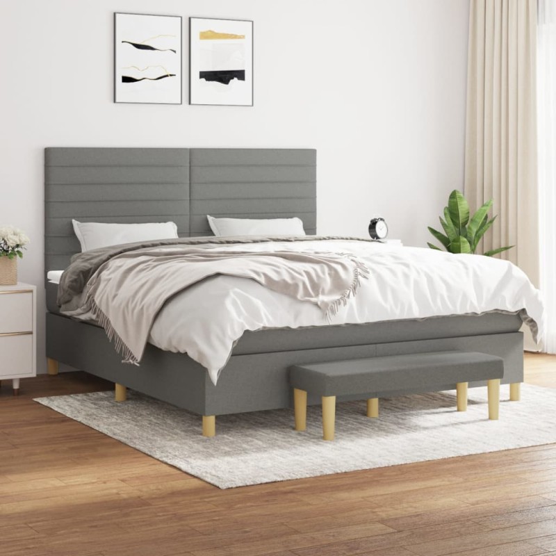 vidaXL Giroletto a Molle con Materasso Grigio Scuro 180x200 cm Tessuto