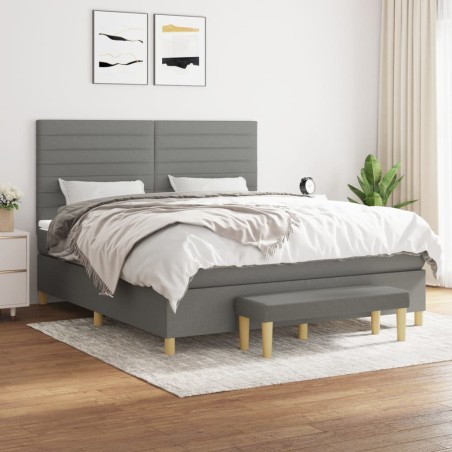 vidaXL Giroletto a Molle con Materasso Grigio Scuro 180x200 cm Tessuto