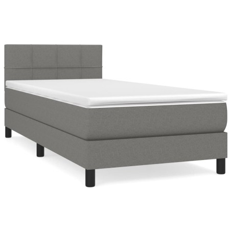 vidaXL Giroletto a Molle con Materasso Grigio Scuro 90x190 cm Tessuto