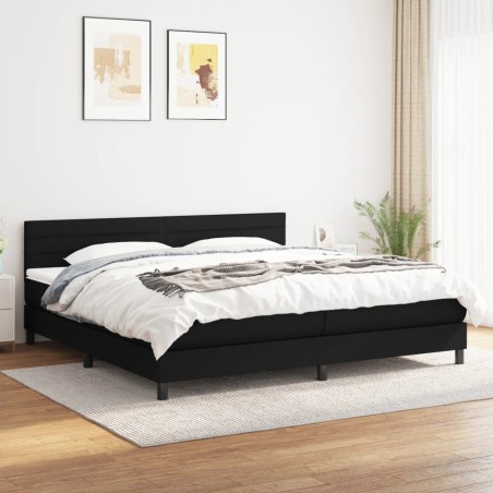 vidaXL Giroletto a Molle con Materasso Nero 200x200 cm in Tessuto