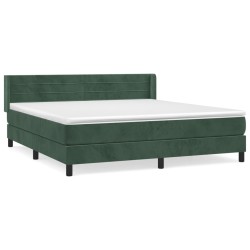 vidaXL Giroletto a Molle con Materasso Verde Scuro 180x200 cm Velluto