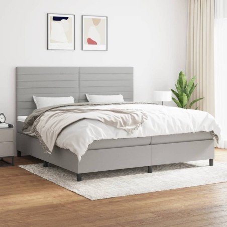 vidaXL Giroletto a Molle con Materasso Grigio Chiaro 200x200cm Tessuto