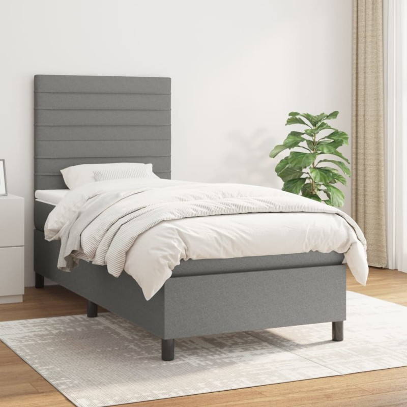 vidaXL Giroletto a Molle con Materasso Grigio Scuro 100x200 cm Tessuto