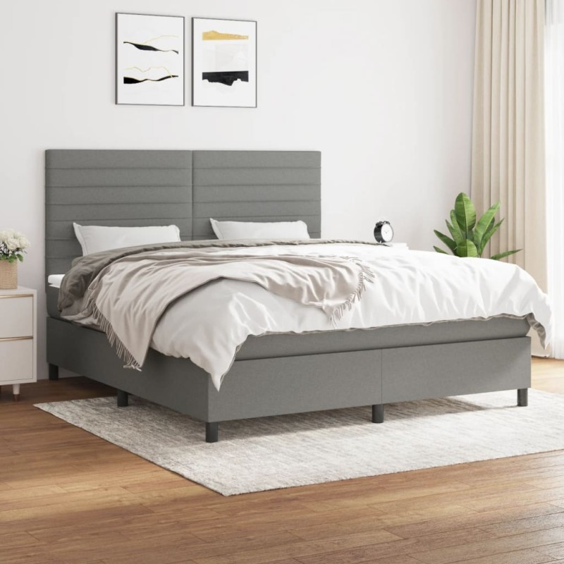 vidaXL Giroletto a Molle con Materasso Grigio Scuro 180x200 cm Tessuto