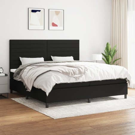 vidaXL Giroletto a Molle con Materasso Nero 200x200 cm in Tessuto