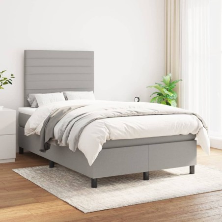 vidaXL Giroletto a Molle con Materasso Grigio Chiaro 120x200cm Tessuto