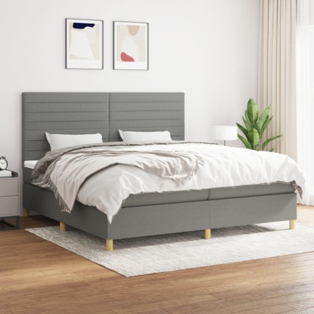 vidaXL Giroletto a Molle con Materasso Grigio Scuro 200x200 cm Tessuto