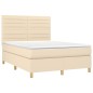 vidaXL Giroletto a Molle con Materasso Crema 140x19 cm in Tessuto