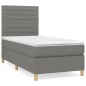 vidaXL Giroletto a Molle con Materasso Grigio Scuro 90x200 cm Tessuto