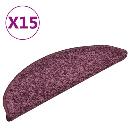 vidaXL Tappetini per Scale 15 pz Viola Scuro 56x17x3 cm