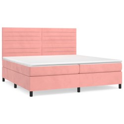 vidaXL Giroletto a Molle con Materasso Rosa 200x200 cm in Velluto