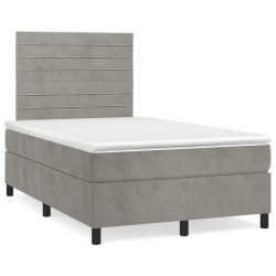 vidaXL Giroletto a Molle con Materasso Grigio Chiaro 120x200cm Velluto