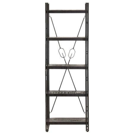 Libreria a 5 Ripiani 60x30x180 cm Nero Legno Massello di Mango