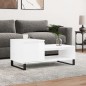 Tavolino da Salotto Bianco Lucido 100x50x45cm Legno Multistrato