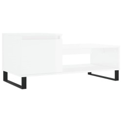 Tavolino da Salotto Bianco Lucido 100x50x45cm Legno Multistrato