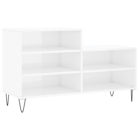Scarpiera Bianco Lucido 102x36x60 cm in Legno Multistrato