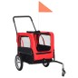 Rimorchio Bici e Carrello Jogging per Animali 2-in-1 Rosso Nero Rimorchio Bici e Carrello Jogging per Animali 2-in-1 Rosso Nero
