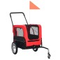 Rimorchio Bici e Carrello Jogging per Animali 2-in-1 Rosso Nero Rimorchio Bici e Carrello Jogging per Animali 2-in-1 Rosso Nero