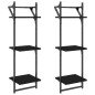 Mensole a Muro con Aste 3 Livelli 2pz Nere 30x25x100 cm