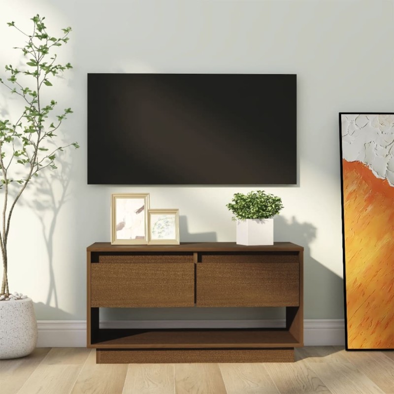 vidaXL Mobile TV ambra 74x34x40 cm in Legno Massello di Pino vidaXL Mobile TV ambra 74x34x40 cm in Legno Massello di Pino