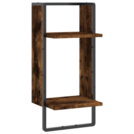 vidaXL Mensola da Parete con Asta Rovere Fumo 30x25x65 cm