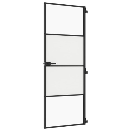 Porta per Interni Nera 76x201,5cm Vetro Temperato e Alluminio