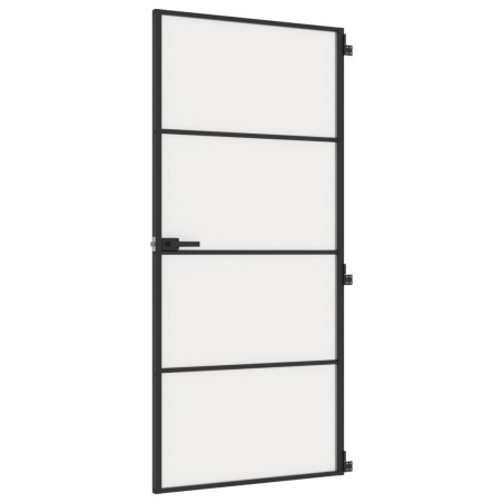 Porta Interni Sottile Nera 93x201,5cm Vetro Temperato Alluminio