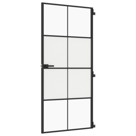 Porta Interni Sottile Nera 93x201,5cm Vetro Temperato Alluminio