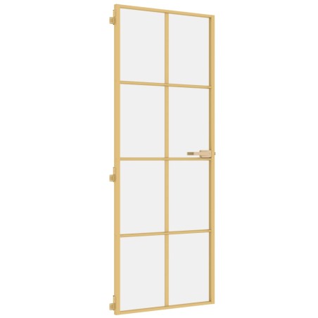 Porta Interni Sottile Oro 76x201,5cm Vetro Temperato Alluminio